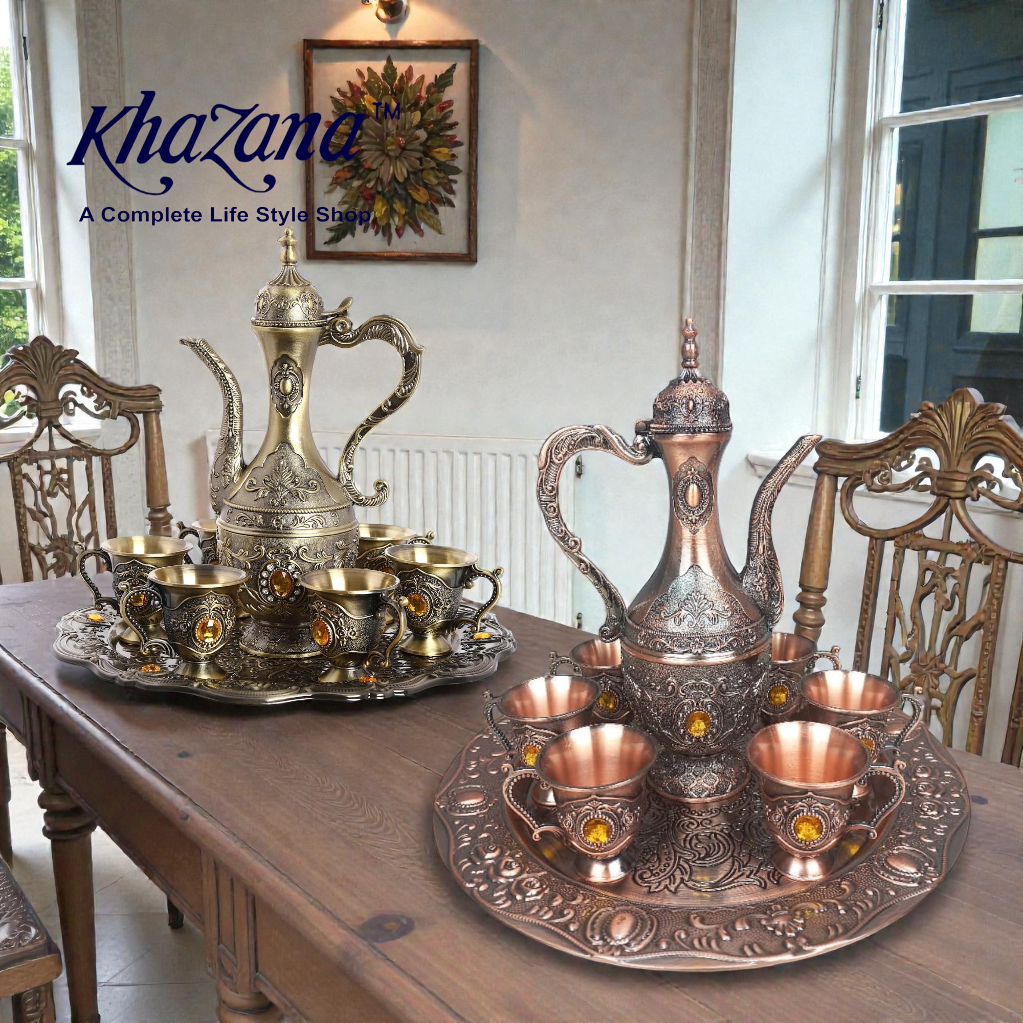 Vintage Ottoman Style Serving Set Dark surai set