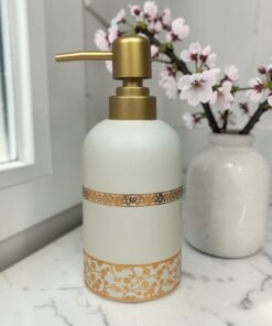 elegant floral gold etched ceramic soap dispenser set elegant floral gold etched ceramic soap dispenser set
