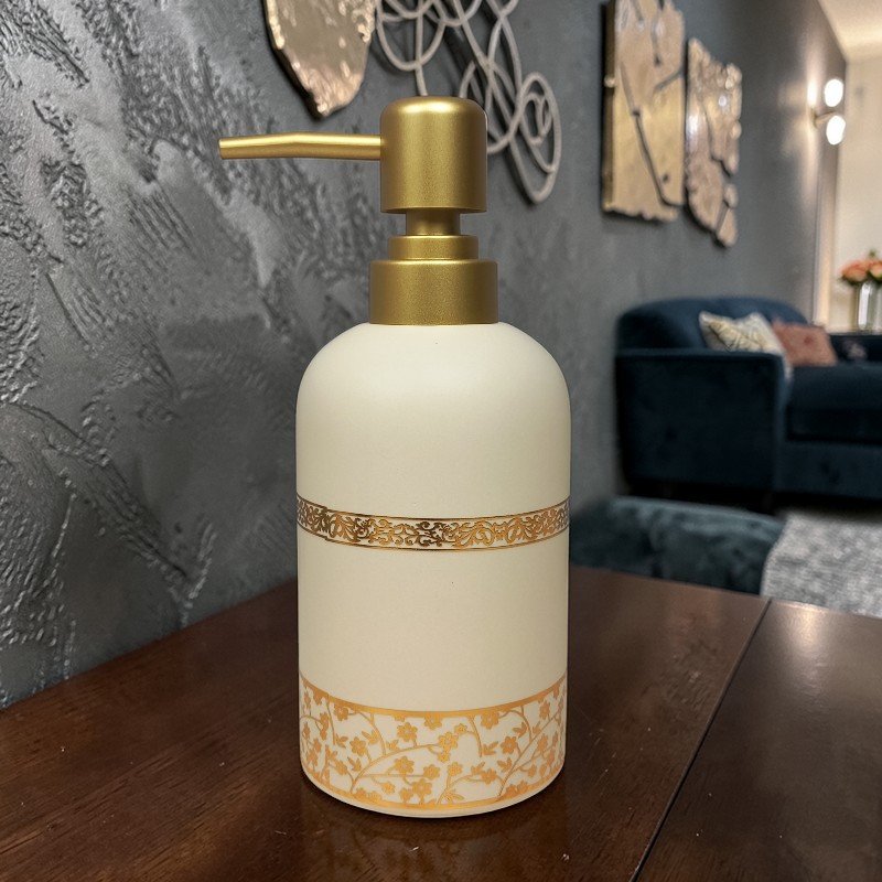 elegant floral gold etched ceramic soap dispenser set elegant floral gold etched ceramic soap dispenser set