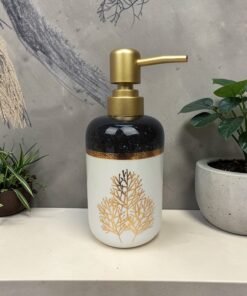nature inspired two tone gold etched ceramic soap dispensers
