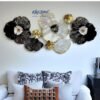 Noir and Ivory Bloom Abstract Metal Wall Art