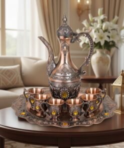 ornate antique style dallah surai set