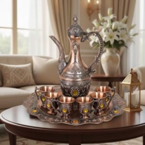 ornate antique style dallah surai set