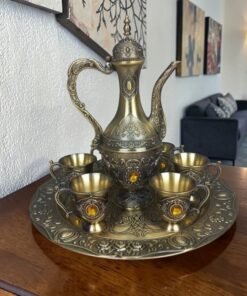 ornate antique style dallah surai set
