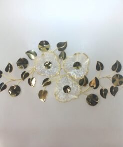 Golden Bloom & Gilded Leaf 3D Metal Wall Art