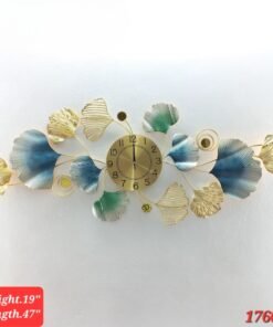 large luxury ginkgo leaf metal wall clock