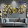 golden ginkgo leaf artistic wall clock