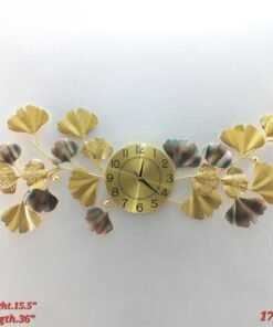 golden ginkgo leaf artistic wall clock