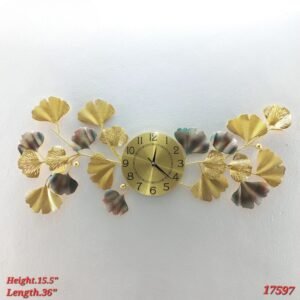 golden ginkgo leaf artistic wall clock