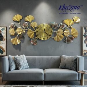 golden ginkgo leaf artistic wall clock
