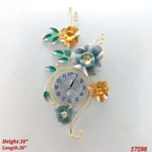 modern floral metal wall clock