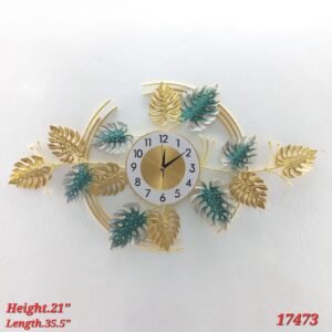 modern tropical monstera leaf wall clock