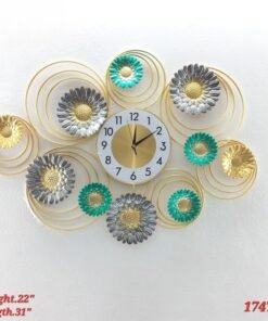 golden floral bloom decorative wall clock