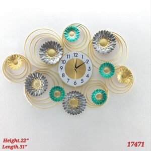 golden floral bloom decorative wall clock