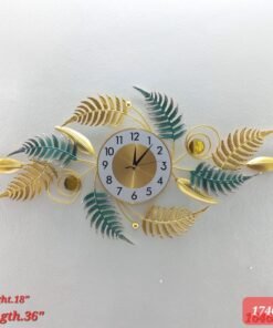 tropical fern leaf decorative metal wall clock