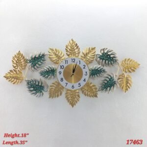 tropical monstera metal wall art clock