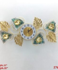 elegant monstera leaf metal wall clock art