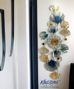 vertical ginkgo leaf metal wall clock inspired floral art