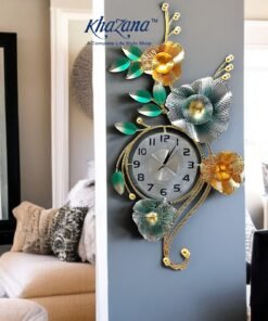 modern floral metal wall clock