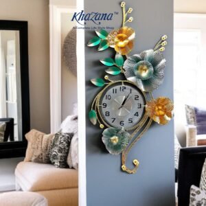 modern floral metal wall clock