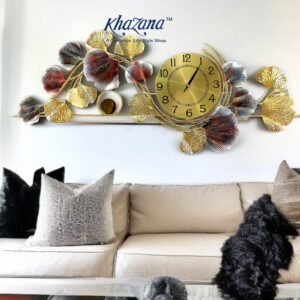 ginkgo leaf decorative metal wall clocks