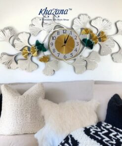 ginkgo biloba leaf metal wall clock
