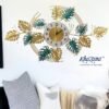modern tropical monstera leaf wall clock