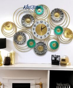 golden floral bloom decorative wall clock