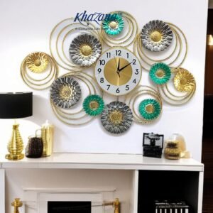 golden floral bloom decorative wall clock