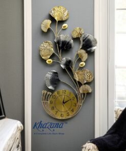 elegant ginkgo leaf metal wall clock