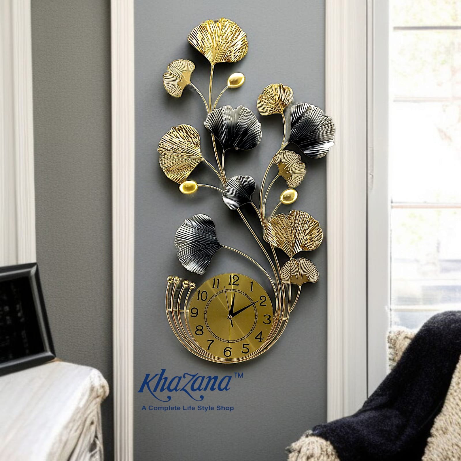 elegant ginkgo leaf metal wall clock elegant ginkgo leaf metal wall clock
