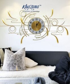 modern abstract golden wings wall clock