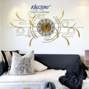 modern abstract golden wings wall clock