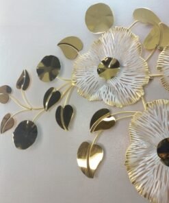 Golden Bloom & Gilded Leaf 3D Metal Wall Art