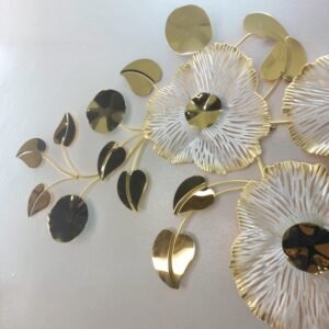 Golden Bloom & Gilded Leaf 3D Metal Wall Art