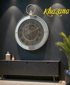 Industrial Steampunk Gear Wall Clock with Mirrored Accents