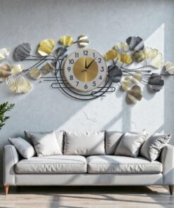 modern ginkgo leaf decorative wall clock
