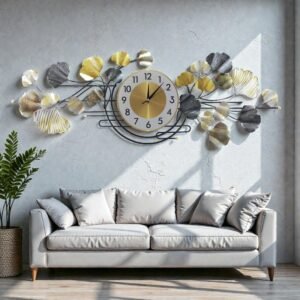 modern ginkgo leaf decorative wall clock
