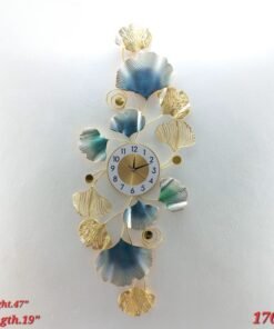 vertical ginkgo leaf metal wall clock inspired floral art
