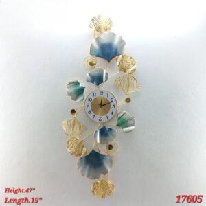 vertical ginkgo leaf metal wall clock inspired floral art