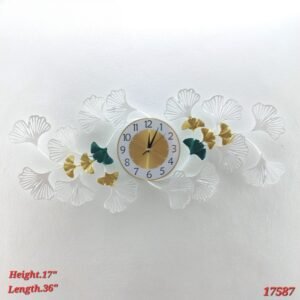ginkgo biloba leaf metal wall clock