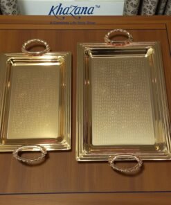 Alternative view of Elegant Gold Floral Serving Trays 2 Piece Set