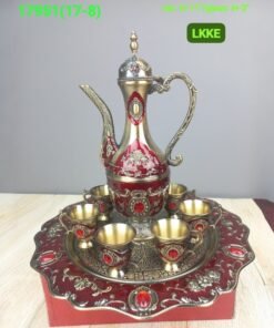luxurious ornate dallah surai set red and antique gold