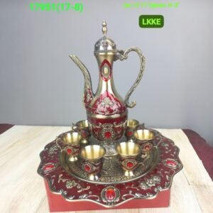 luxurious ornate dallah surai set red and antique gold
