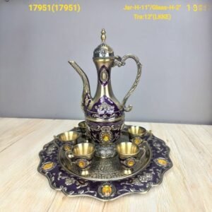 luxurious ornate dallah surai set red and antique gold