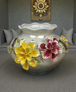 All Iridescent Cylinder Vase With Dual Floral Relief 1 247x296