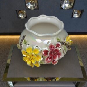 All Iridescent Cylinder Vase With Dual Floral Relief 2 300x300