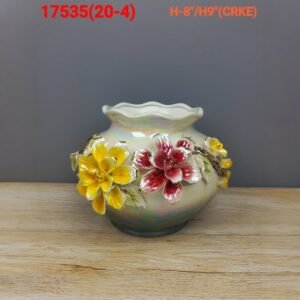 All Iridescent Cylinder Vase With Dual Floral Relief 300x300