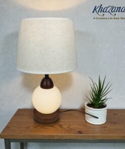 The Ribbed Orb Table Lamp Nordic Wood & Linen Series