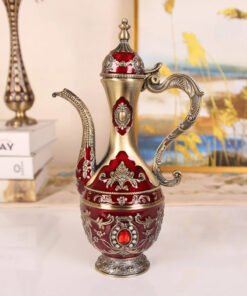 luxurious ornate dallah surai set red and antique gold
